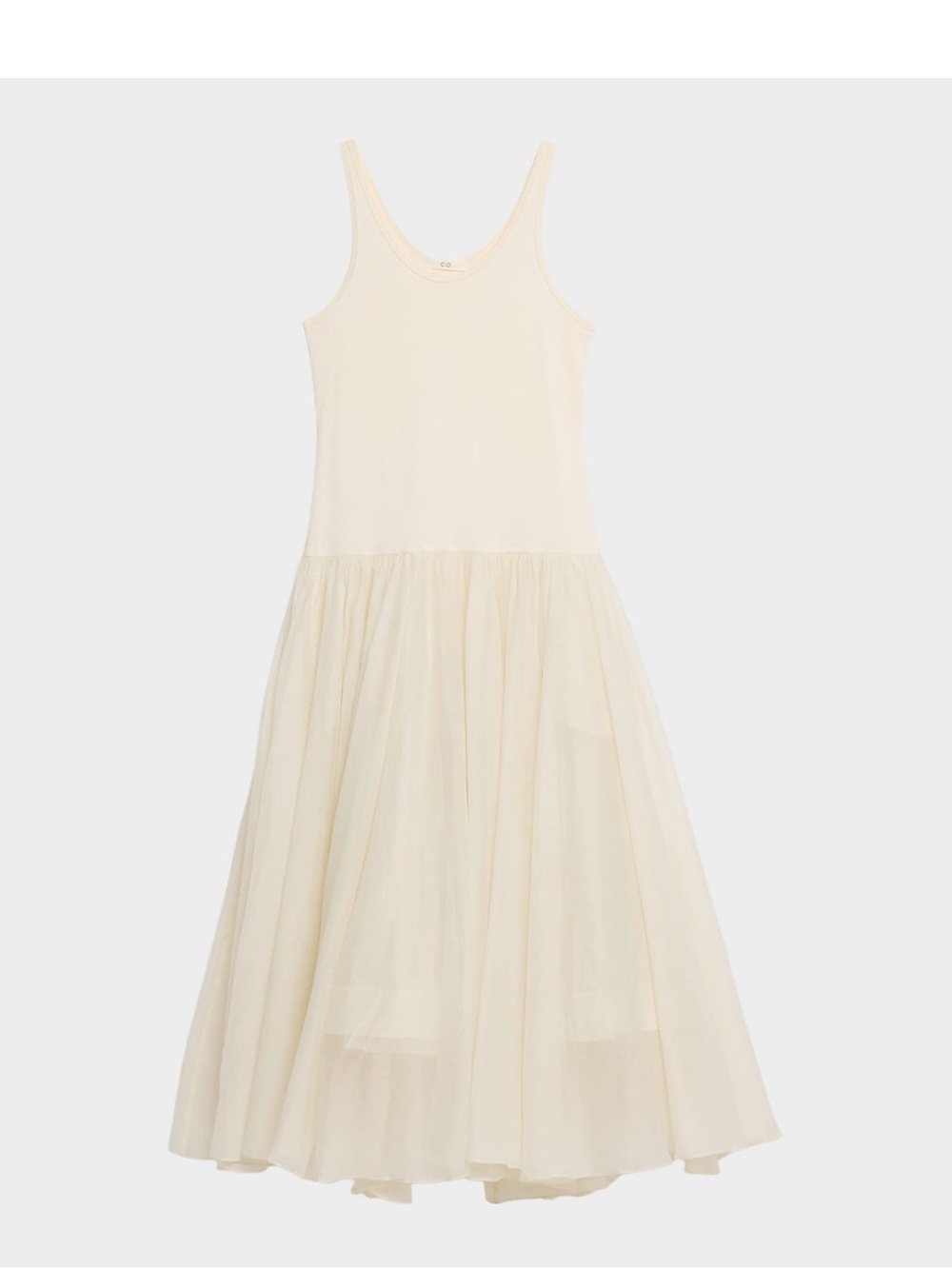 CO Cream Tiered Maxi Tank Dress with gathered crenolin skirt. Size XL. NWT